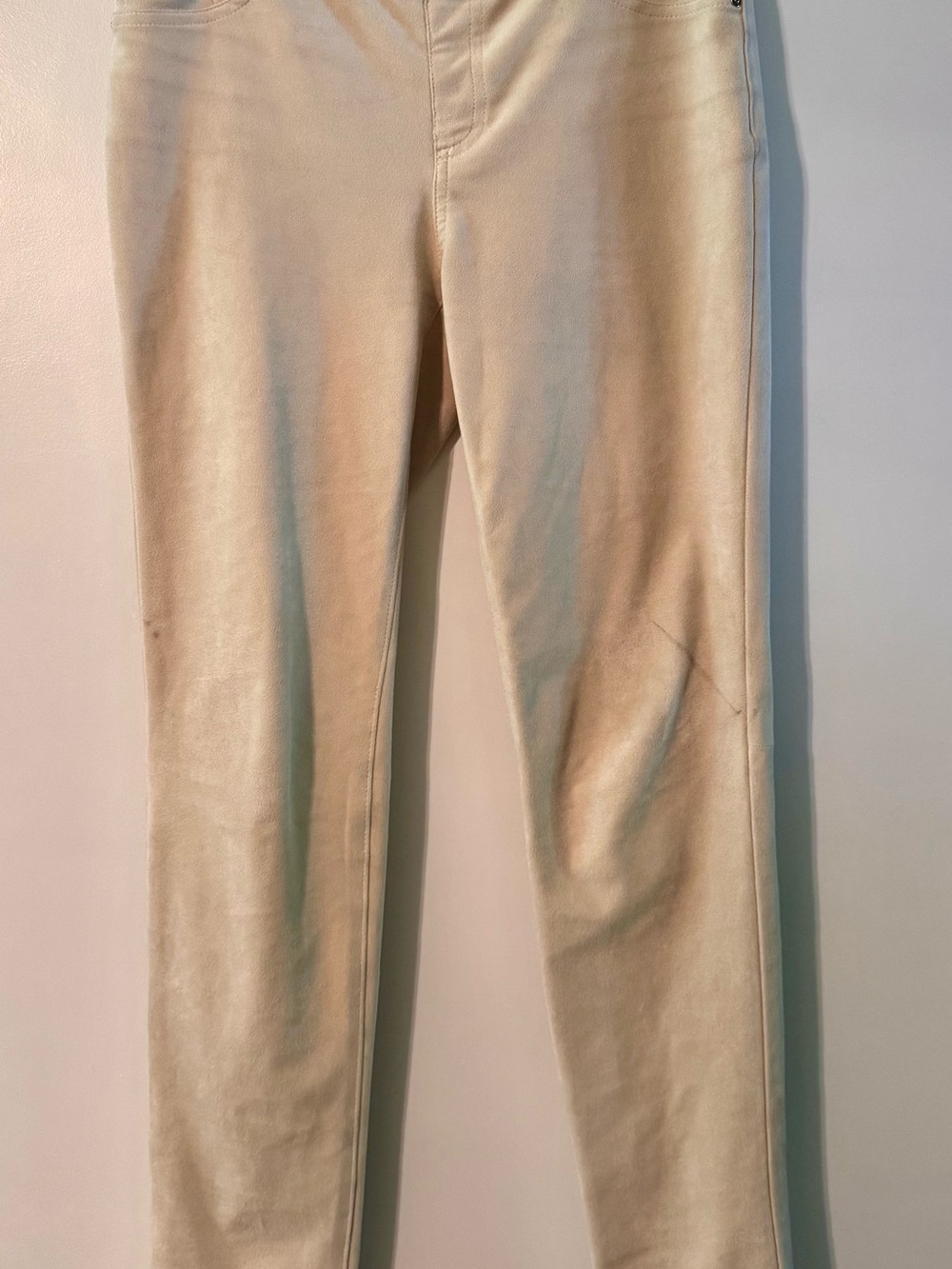 Chico's Cream Faux Leather Pants - Neutral Tone